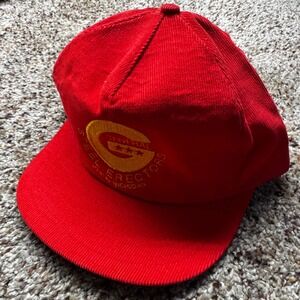 Vintage General Steel Erectors Michigan Red Corduroy Snapback Hat Trucker Cap